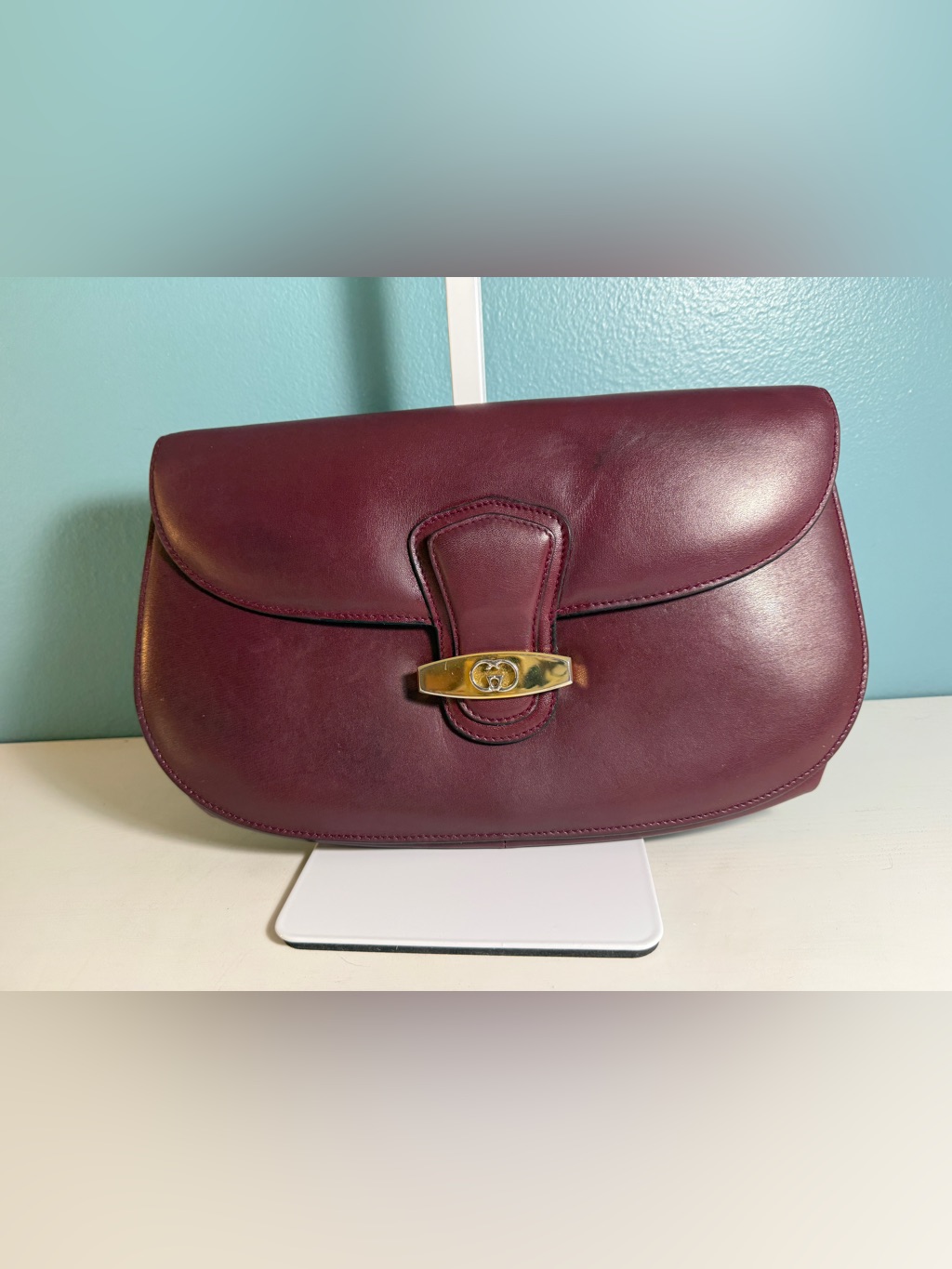Authentic Vintage Gucci Blondie Leather Clutch Bag Burgundy  Bordeaux WCoa